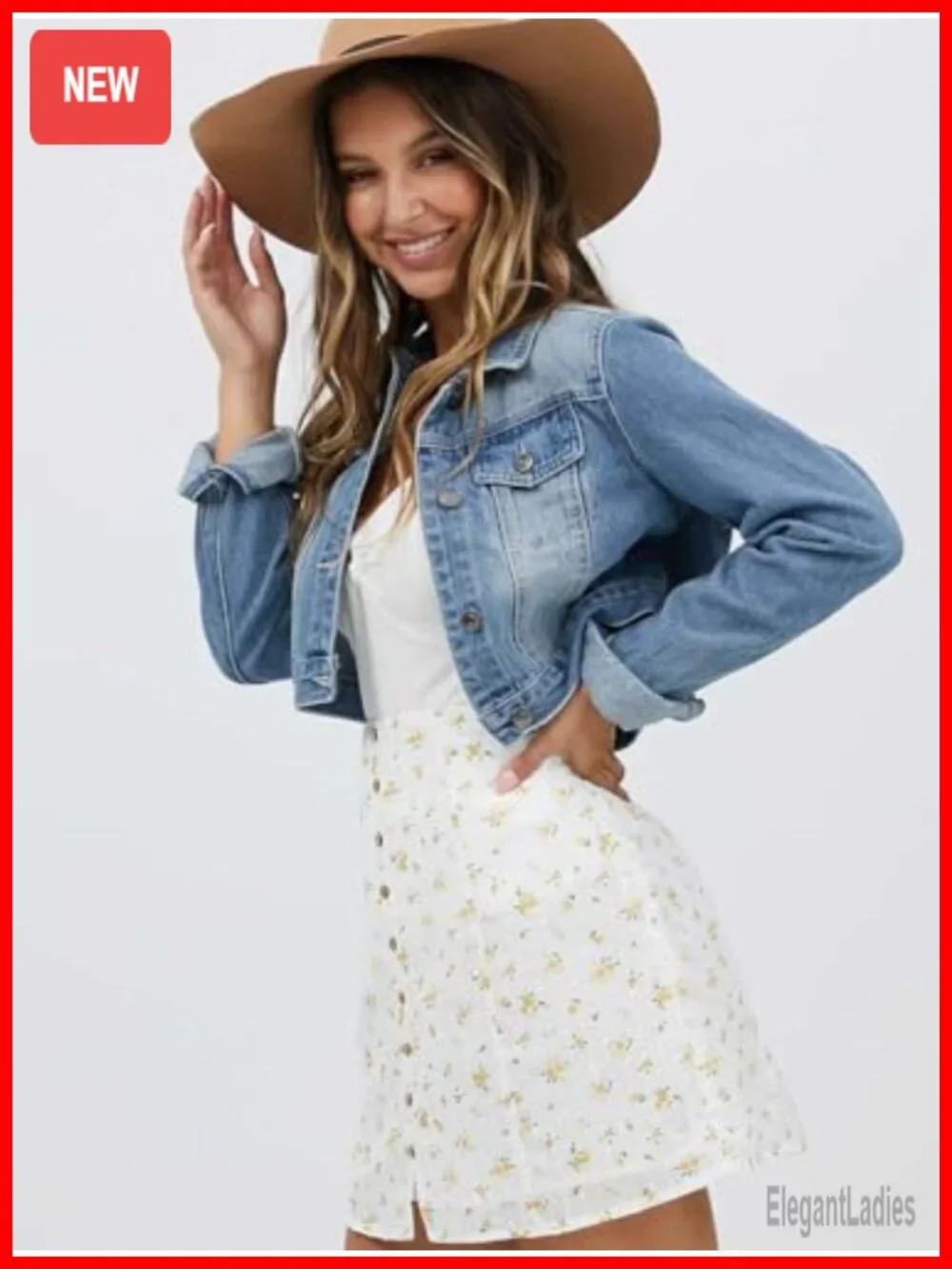 Women's Washed Denim Jacket Semi Crop Button Up